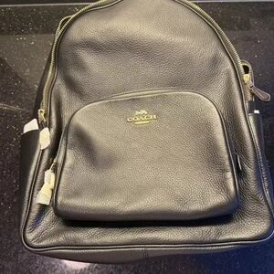 Coach Black Pebbled Leather Backpack with Gold Hardware